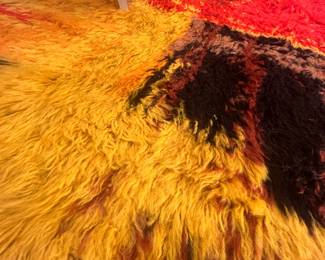 vintage wool shaggy 1970’ rug 124“ x 88“