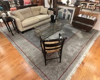 Contemporary Minimalist or Modern Gabbeh-style wool area rug. It features a color-blocked layout 11 feet x by 13 feet