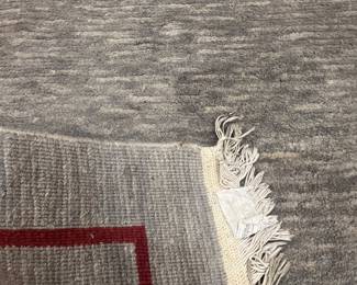 Contemporary Minimalist or Modern Gabbeh-style wool area rug. It features a color-blocked layout 11 feet x by 13 feet
