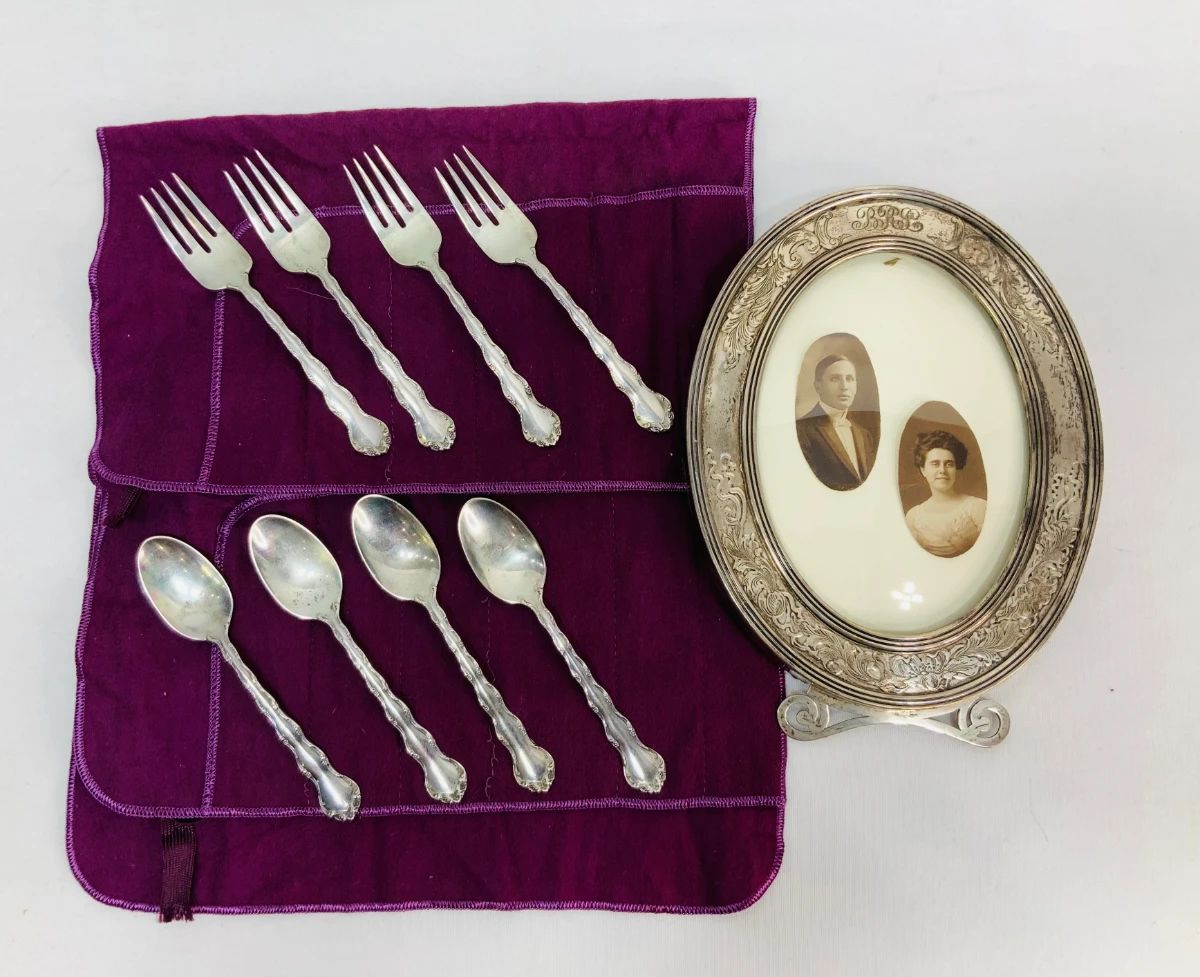 Sterling Silver Frame, Forks, and Spoons