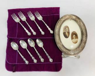 Sterling Silver Frame, Forks, and Spoons