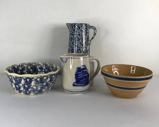 Blue Accented Vintage Pottery