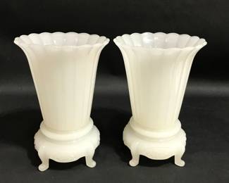 White Vases and Matching Pedestals