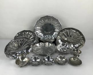 Shell-Shaped Pewter Serving Pieces