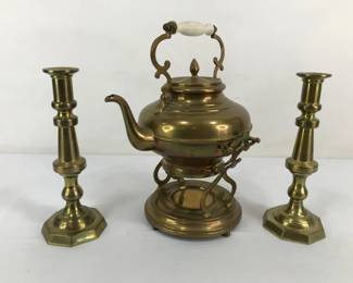 Brass Teapot and Candlesticks