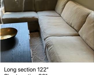 Fabulous linen sectional. Only 3 years old. Brand is Six Penny w down filled. Great condition. Asking $2400