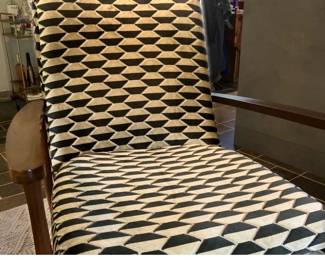 Great lounge chair w geometric velvet. $400