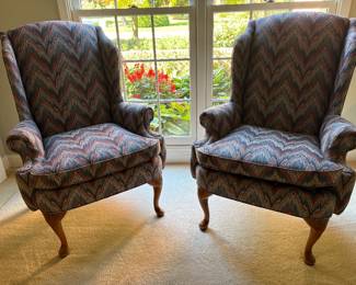 Set of high back upholstered chairs