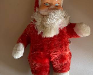 Vintage 1950s mid-century rubber-face Santa Claus plush doll