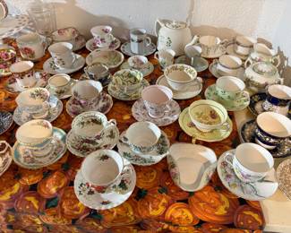 Incredible collection of fancy tea cups and saucers from all over the world
