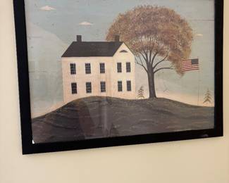 Warren Kimble "House With Flag" American folk art print