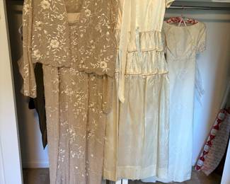 Beautiful women's formal gown and vintage childrens communication dress