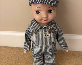 Vintage 1930s BUDDY LEE Denim Overalls Engineer Store Advertising Doll Rare