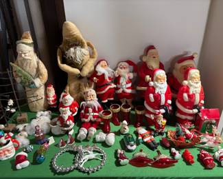 Santa's galore! Porcelain, plastic. Some old, some new, all are jolly :)
