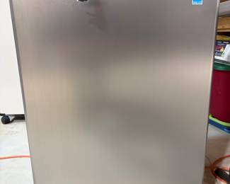 Danby Designer 4.4 cubic foot stainless-steel look mini fridge. Larger capacity counter top model