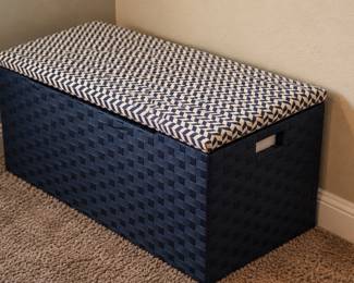 Woven Navy Storage Bench in Cozy Corner