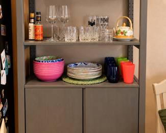 Organized Gray Kitchen Bar Cabinet