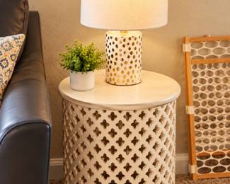 Cozy Lamp and Lattice Side Table
