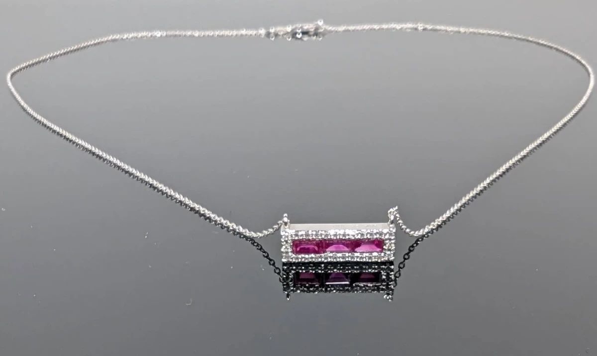 01 14K White Gold Ruby And Diamond Necklace