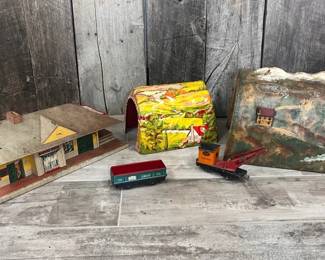 Louis Marx Co Train Tunnels, Train Station Train Cars