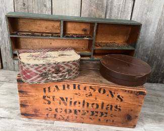 Harrisons Coffee Crate, Skeleton Keys, More Antiques