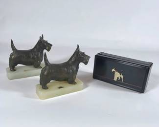 Vintage Hickok Box Scottish Terrier Brass Bookends