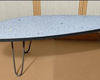 Small Kidney Shaped Mosaic Coffee Table with Hairpin Legs, MCM