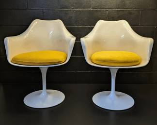 White Tulip Chair Pair, Vintage