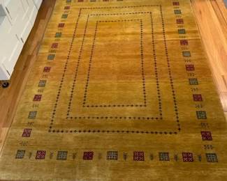 Gabbeh Style Wool Gold Area Rug