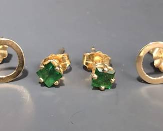 14K Gold And Emerald Earrings