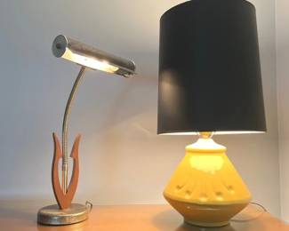 Vintage Lamp Pair, Including Danish Modern Brass