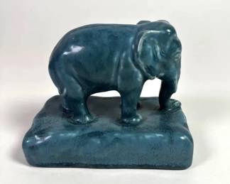 1928 Rookwood Pottery Elephant Figure Paperweight, Vintage
