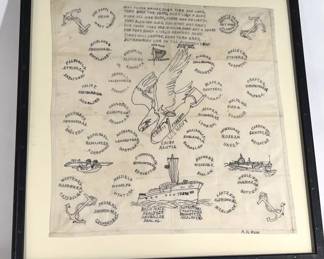 Handdrawn Illustration of WWII US Yard Patrol Ship YP393 Commemorating Fallen Heroes
