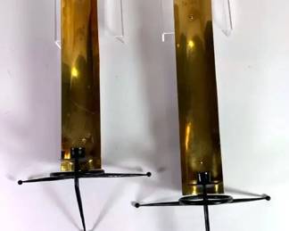 Tony Paul MCM Atomic Brass Candle Wall Sconces