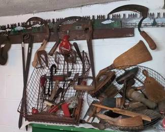Antique Tools, Farm Implements and Brushes with Fulton Plane