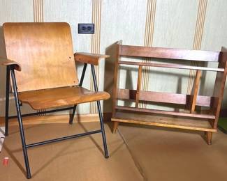 Russel Wright Samson Plywood Folding Chair Wood Encyclopedia Stand