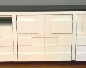 Stone Top White Geometric Cabinet