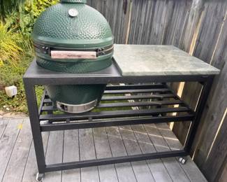 Big Green Egg Grill Mounted In A Challenger Design Grill Cart