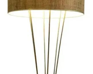 Stiffel MidCentury Modern Table Lamp with Grasscloth Shade