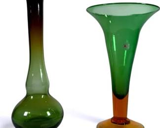 Blenko Vase and Greenwich Flint Glass Decanter