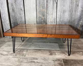 MCM Wood Glass Top Coffee Table