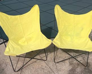 MCM Butterfly Chairs with Yellow Covers