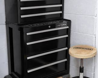 Craftsman Double Tool Box and Wheeled Stool