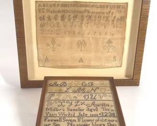 19thC. Needlework Sampler Pair