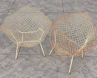 Harry Bertoia Diamond Wire Mesh Outdoor Chairs, Vintage