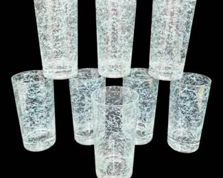 MCM Turqouise Blue Spaghetti String Highball Glasses