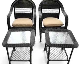 Garden Treasures Brown Synthetic Wicker Patio Set W Glass Top End Tables