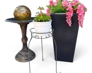 Bird Bath, Large Planter,  Plant Stand