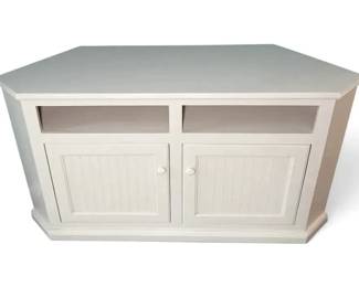 Cedar Hill OffWhite Hexagonal Corner Console With Shelving  Two Doors