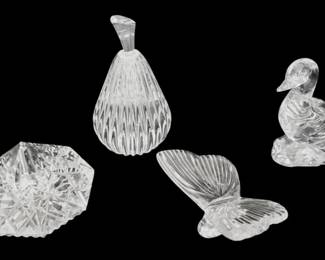 Waterford Crystal Figurines  Duck, Butterfly, Diamond,  Pear